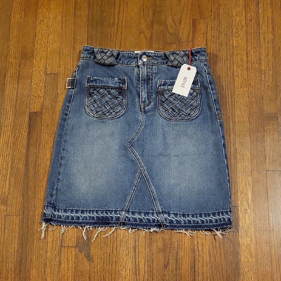 Zaidig & Voltaire Blue Embellished Cut Out Pencil Skirt